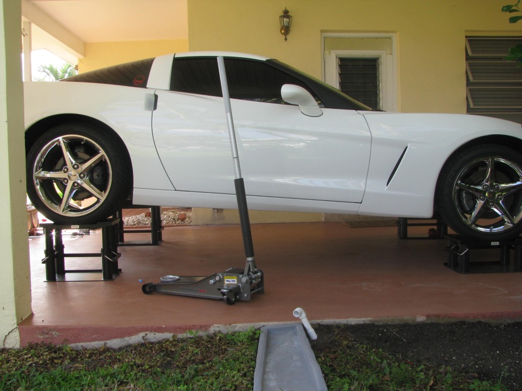 Corvette on home Lift Stands
